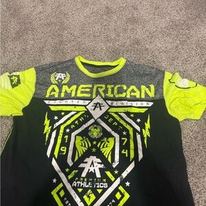 American Fighter  Mens Tee - Black and Neon Yellow